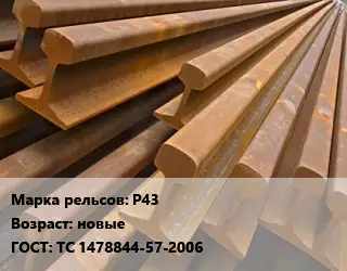 Рельсы железнодорожные Р43 новые ГОСТ: ТС 1478844-57-2006